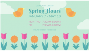 Spring 2019 Library Hours